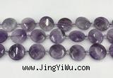 CNA1204 15.5 inches 20mm faceted coin amethyst beads wholesale