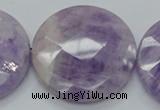 CNA327 15.5 inches 40mm faceted coin natural lavender amethyst beads