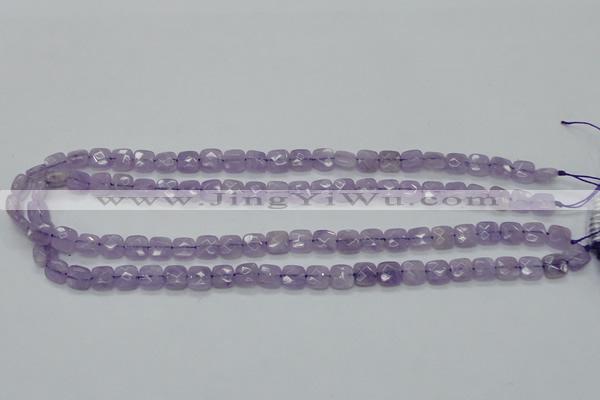 CNA339 15.5 inches 8*8mm faceted square natural lavender amethyst beads