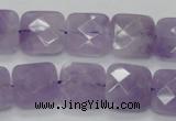 CNA340 15.5 inches 15*15mm faceted square natural lavender amethyst beads