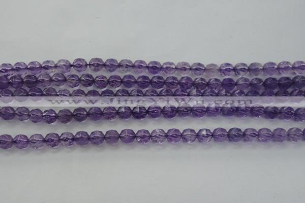 CNA68 15.5 inches 6mm faceted round natural amethyst beads