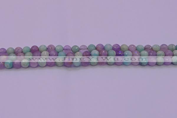 CNA681 15.5 inches 6mm faceted round lavender amethyst & amazonite beads
