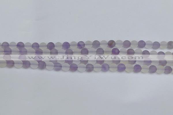 CNA736 15.5 inches 6mm round matte amethyst & white crystal beads