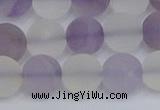 CNA739 15.5 inches 12mm round matte amethyst & white crystal beads