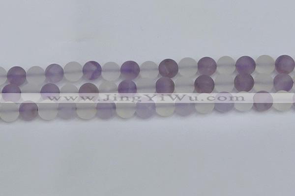 CNA739 15.5 inches 12mm round matte amethyst & white crystal beads