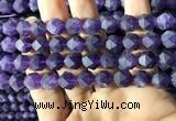 CNA768 15.5 inches 10mm faceted nuggets matte amethyst beads