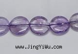 CNA820 15.5 inches 10mm flat round natural light amethyst beads