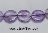 CNA821 15.5 inches 12mm flat round natural light amethyst beads