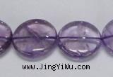CNA825 15.5 inches 20mm flat round natural light amethyst beads