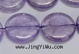 CNA826 15.5 inches 25mm flat round natural light amethyst beads