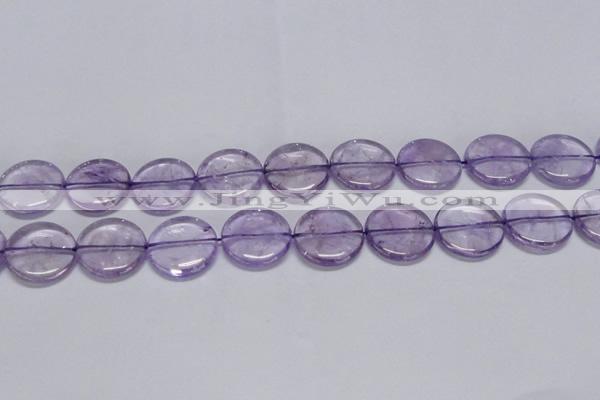 CNA826 15.5 inches 25mm flat round natural light amethyst beads