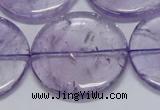 CNA829 15.5 inches 40mm flat round natural light amethyst beads