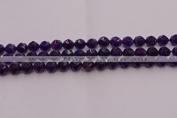 CNA938 15.5 inches 10mm faceted nuggets amethyst gemstone beads