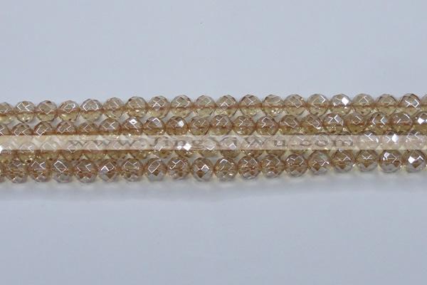 CNC520 15.5 inches 12mm faceted round dyed natural white crystal beads