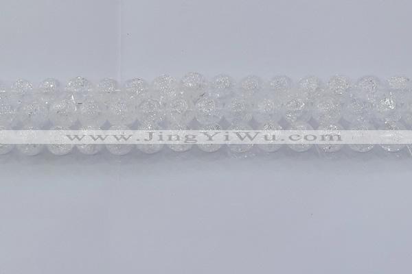 CNC553 15.5 inches 10mm round natural crackle white crystal beads