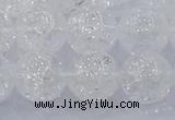 CNC554 15.5 inches 12mm round natural crackle white crystal beads