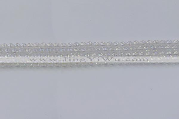 CNC560 15.5 inches 4mm round plated crackle white crystal beads