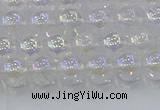 CNC561 15.5 inches 6mm round plated crackle white crystal beads