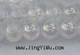 CNC562 15.5 inches 8mm round plated crackle white crystal beads