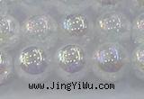 CNC564 15.5 inches 12mm round plated crackle white crystal beads