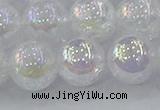 CNC566 15.5 inches 16mm round plated crackle white crystal beads