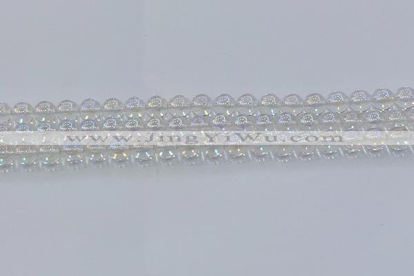 CNC571 15.5 inches 8mm round plated natural white crystal beads