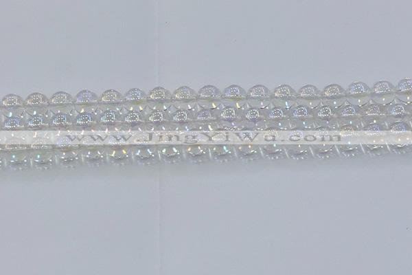CNC572 15.5 inches 10mm round plated natural white crystal beads