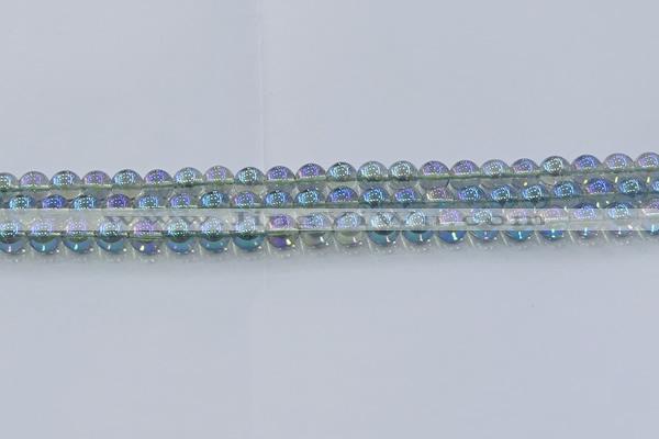 CNC582 15.5 inches 6mm round plated natural white crystal beads