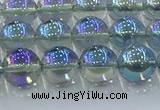 CNC584 15.5 inches 10mm round plated natural white crystal beads