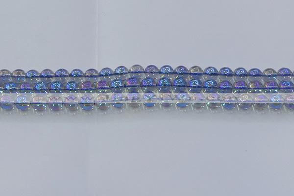 CNC588 15.5 inches 6mm round plated natural white crystal beads