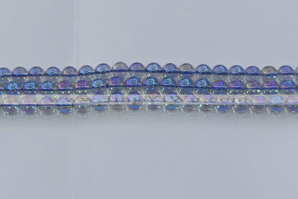 CNC589 15.5 inches 8mm round plated natural white crystal beads