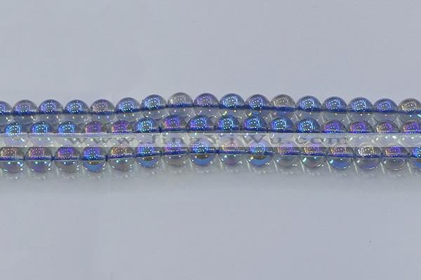 CNC590 15.5 inches 10mm round plated natural white crystal beads