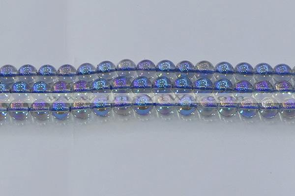 CNC591 15.5 inches 12mm round plated natural white crystal beads