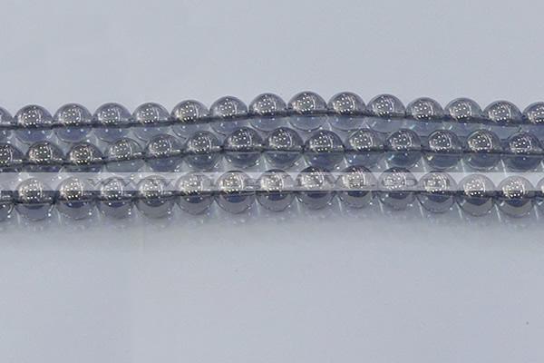 CNC598 15.5 inches 14mm round plated natural white crystal beads