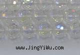 CNC600 15.5 inches 4mm faceted round plated natural white crystal beads