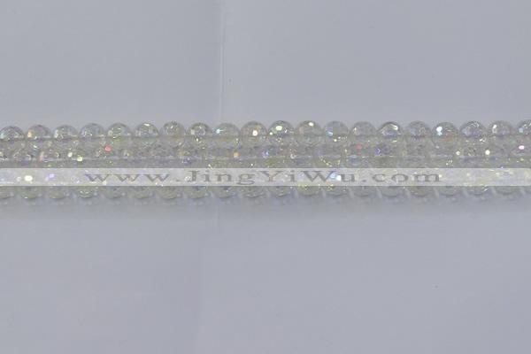 CNC601 15.5 inches 6mm faceted round plated natural white crystal beads