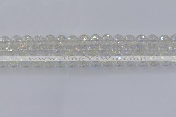 CNC603 15.5 inches 10mm faceted round plated natural white crystal beads