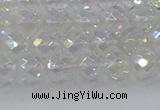 CNC607 15.5 inches 4mm faceted round plated natural white crystal beads