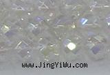 CNC611 15.5 inches 12mm faceted round plated natural white crystal beads