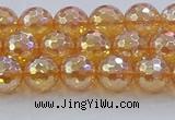 CNC615 15.5 inches 8mm faceted round plated natural white crystal beads