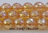 CNC616 15.5 inches 10mm faceted round plated natural white crystal beads