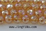 CNC620 15.5 inches 6mm faceted round plated natural white crystal beads