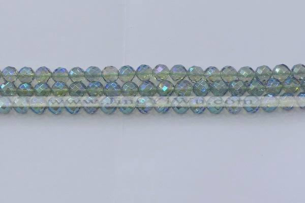 CNC628 15.5 inches 8mm faceted round plated natural white crystal beads