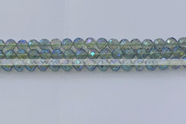 CNC629 15.5 inches 10mm faceted round plated natural white crystal beads