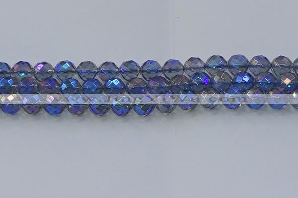 CNC636 15.5 inches 12mm faceted round plated natural white crystal beads