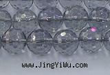 CNC640 15.5 inches 8mm faceted round plated natural white crystal beads