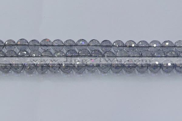CNC641 15.5 inches 10mm faceted round plated natural white crystal beads