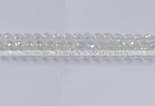 CNC647 15.5 inches 10mm faceted round plated natural white crystal beads