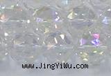 CNC649 15.5 inches 14mm faceted round plated natural white crystal beads