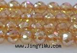 CNC651 15.5 inches 6mm faceted round plated natural white crystal beads
